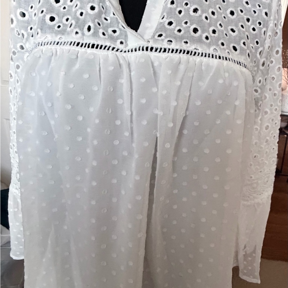 Chic White Eyelet Blouse for Women